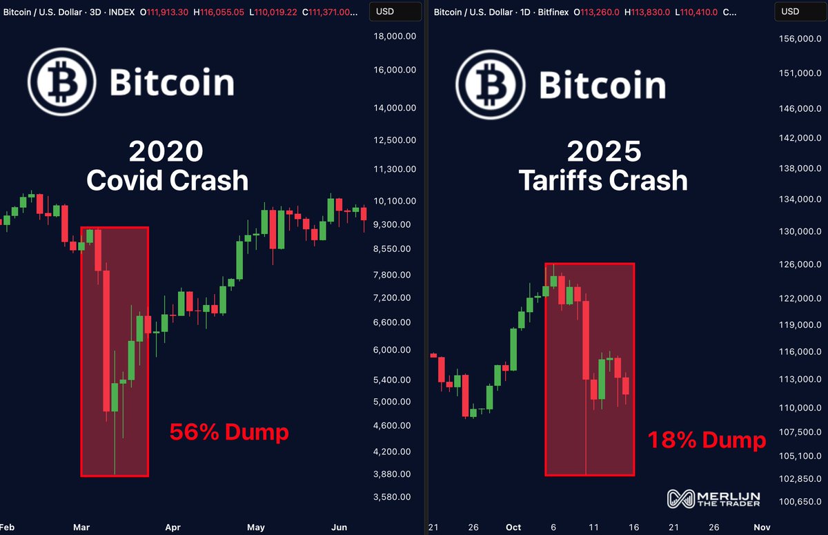 BITCOIN FLASH CRASH IS A PRE-BULLRUN SIGNAL. A brutal dump. Disbelief. Then  euphoria. 2020: The Covid crash started it all. 2025: The Tariffs crash  just wrote the same script. Markets always shake