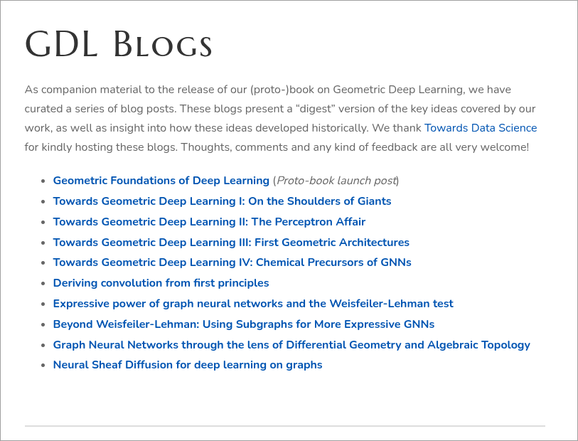 curlysaarthak's tweet image. probably the best website to get into geometric deep learning and graph neural networks
contains a course, lecture, blogs, random keynotes.
