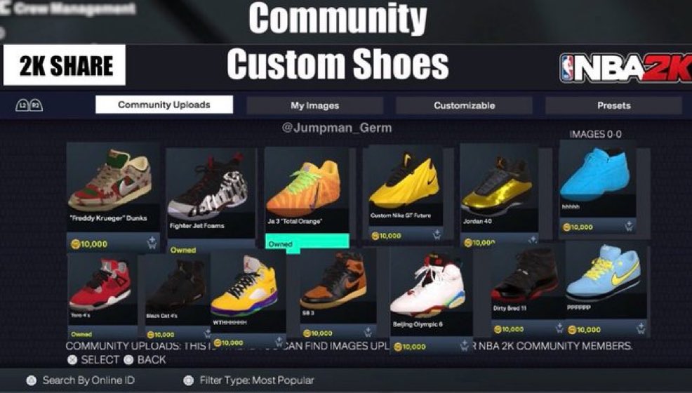 LIKE IF WE SHOULD HAVE A CUSTOM COMMUNITY SHOES TAB IN NBA 2K26