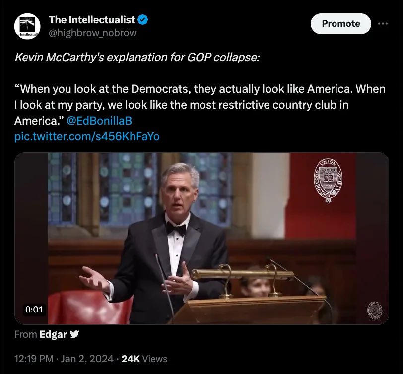 justnca's tweet image. This is what white supremacy is all about. Some white people get frustrated with it because they don’t see a tangible return, since they’re still poor, but stuff like this is designed to keep white people in power. Don’t take my word for it, just ask GOP Kevin McCarthy