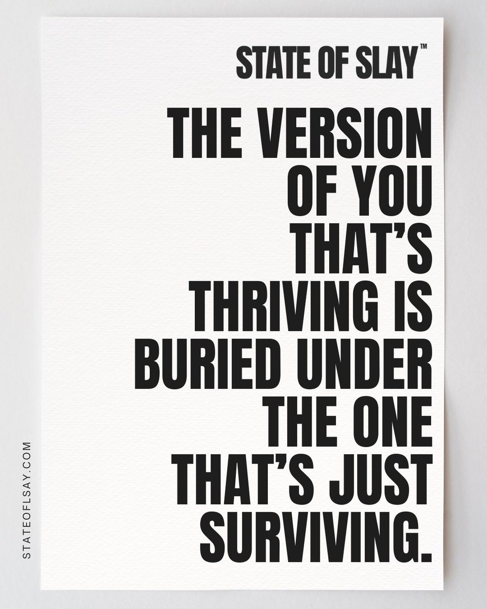The version of you that’s thriving
is buried under the one that’s just surviving. 💫

Let go of the patterns that keep you small—
and uncover the peace waiting underneath.

Read more: stateofslay.com

#StateOfSlay #SlaySay #RealTalk #MentalHealthMatters #SelfLoveJourney