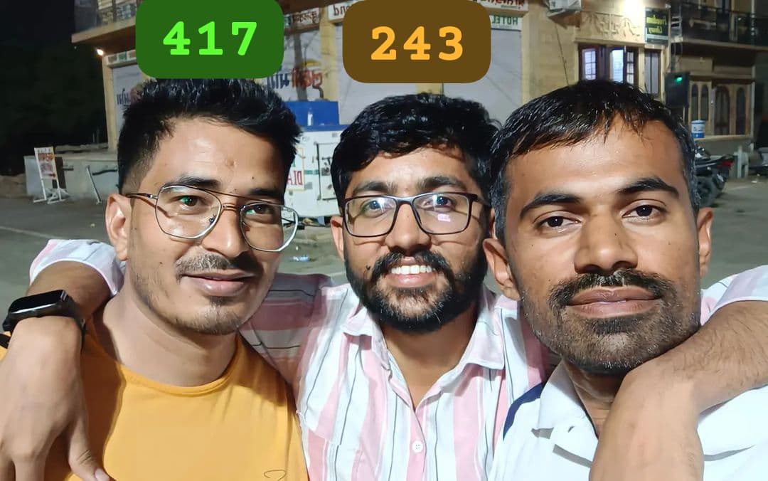 प्रिय सखा <a href="/Chouhan_Bhag_Sa/">Bhag Singh</a> को 243 रेंक एवं अज़ीज़ मित्र परसा राम जी को 417 रेंक प्राप्त करने पर हार्दिक बधाई एवं उज्ज्वल भविष्य की मंगलकामनाएं!🎉🎊

हमें आपसे बहुत सी उम्मीदें हैं 😇
चरैवेति चरैवेति 🎯