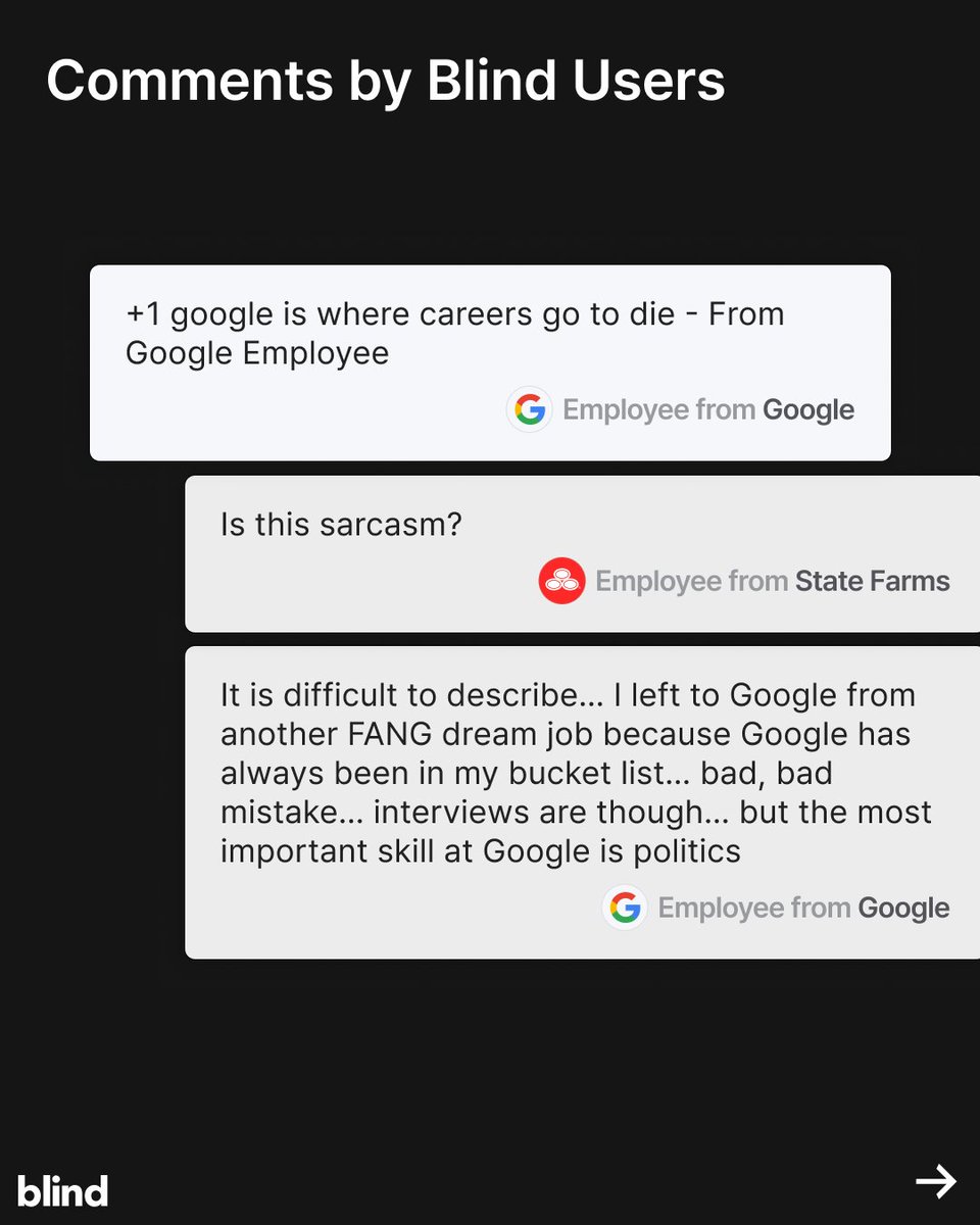 JoinBlind's tweet image. A former Microsoft engineer says switching to Google was “the worst career decision.”
Here’s why—and what other employees said in the comments.
Read the full post on Blind.
#BlindInsights #BigTech #CareerAdvice