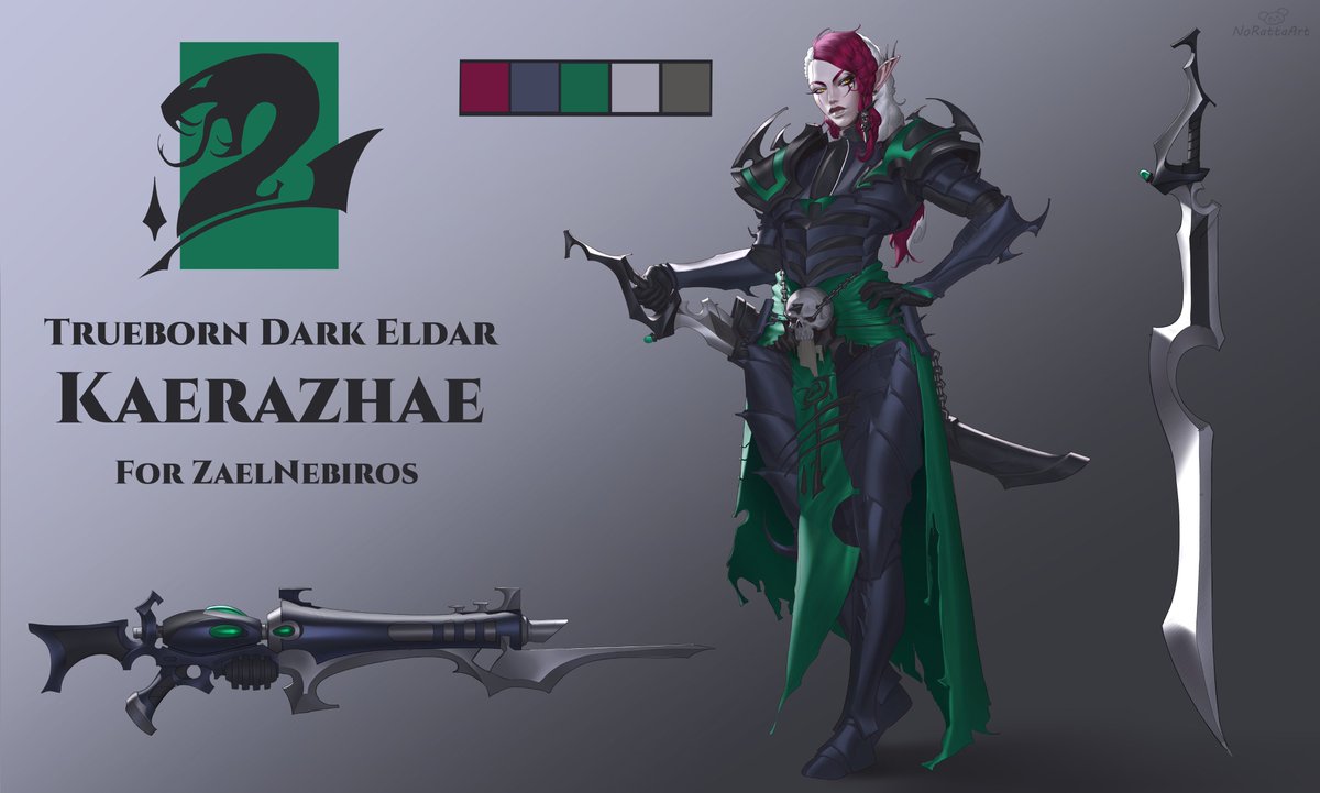 norattart's tweet image. Kaerazhae
Concept art Trueborn Dark Eldar for @ZaelNebiros 
#warhammer40k #request