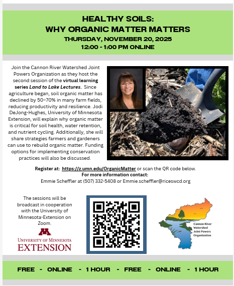 Jodi DeJong-Hughes (@soillorax) on Twitter photo Lunch and Learn! Why #OrganicMatter Matters. Register at: z.umn.edu/OrganicMatter
<a href="/UMNExt/">U of MN Extension</a> Lunch and Learn! Why #OrganicMatter Matters. Register at: z.umn.edu/OrganicMatter
<a href="/UMNExt/">U of MN Extension</a>