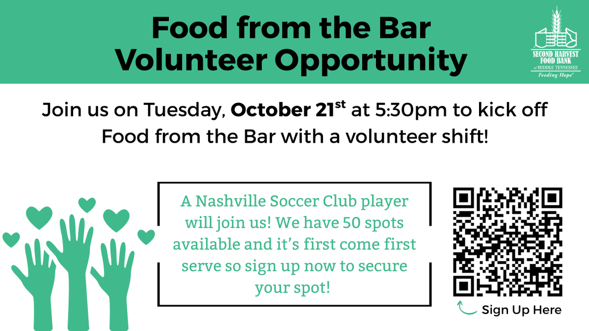 higginsfirm's tweet photo. Join us at Second Harvest to help fight hunger! Volunteers will sort &amp; pack food donations to support families across Middle TN. Every helping hand counts! #FoodFromTheBar #FightHunger https://t.co/lMnt6FFvci