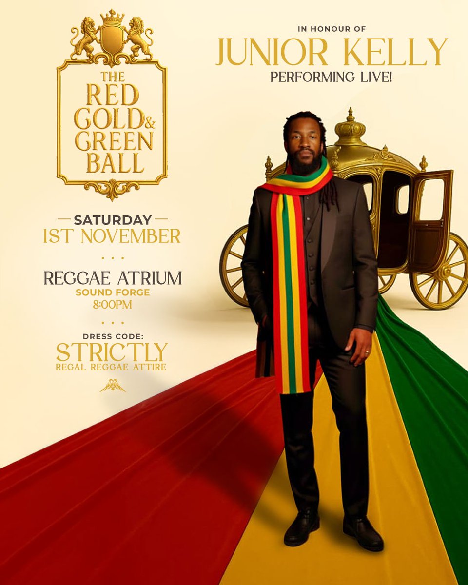 SunTixx's tweet photo. Remember that feeling? And the distinct voice that was the soundtrack? 🎶

On Saturday 1st November, just for you...

The Red, Gold &amp; Green Ball honours JUNIOR KELLY for a feature headline performance!

This is your chance to relive the anthems of your youth in an intimate https://t.co/BYtpsBWgv3