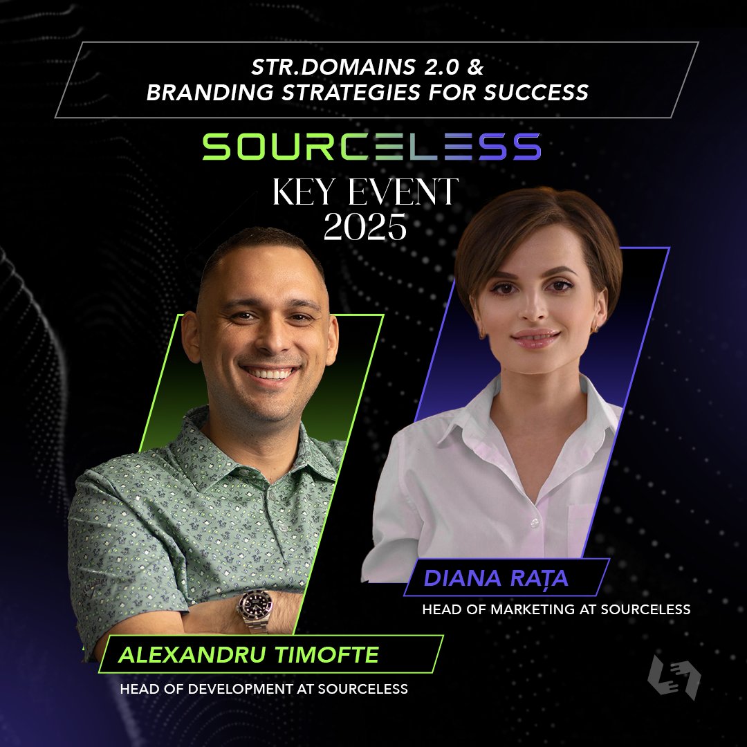 SourcelessB's tweet image. At the SourceLess Key Event (Oct 18, Munich):
🔹 Alexandru Timofte — STR.Domains 2.0: redefining digital identity
🔹 Diana Rața — how to build & grow your brand in Web3
👉 keyevent.sourceless.net
#SourceLess #KeyEvent #Web3