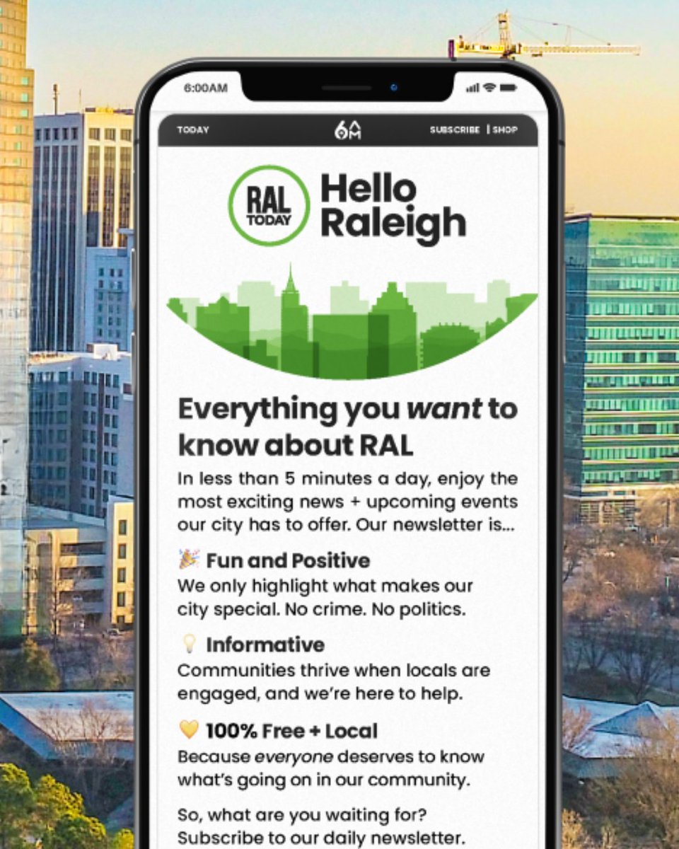 Your daily guide to Raleigh is also one of our Board of Directors companies! 🎉

RALtoday keeps you in the know with free, curated updates on the best local news and events. We’re proud to have them helping shape the future of Midtown.

Subscribe today: bit.ly/47RJKLc