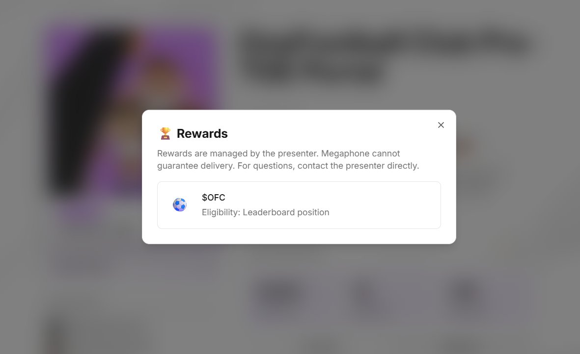 Namaila_'s tweet photo. Something’s cooking on the @ofc_the_club Megaphone Portal 👀

The “View Reward” section just went live  it might still be blank for now, but that only means one thing…
Rewards are loading. 🔥
Stay bullish, stay loud $OFC always delivers.
Team are cooking hard https://t.co/MXl0xk4kYm