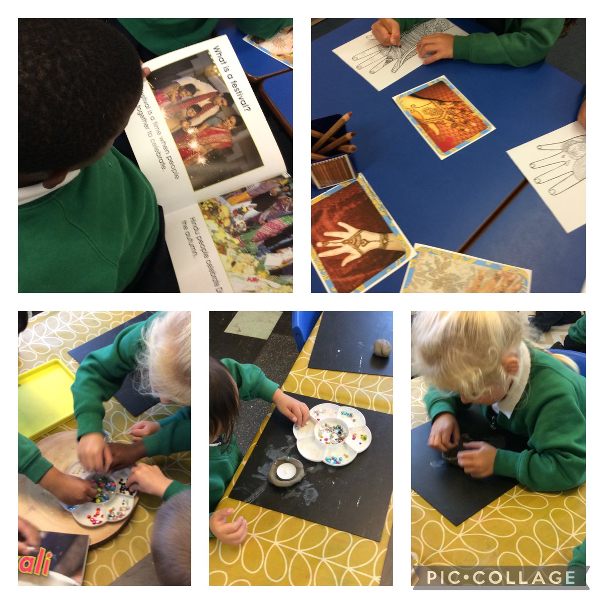Reception enjoyed learning about Diwali – the Festival of Light! 🌟 The children listened to the story of Rama and Sita and created beautiful diva lamps, rangoli patterns, and mehndi designs.