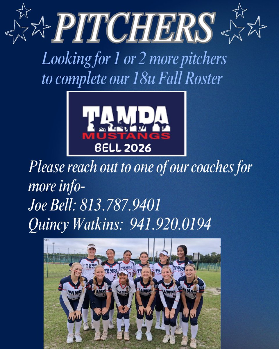 Sarai Nicholas 2026 (@sarainicholas) on Twitter photo 👀 for an additional pitcher or two to complete our roster. If you are interested, please reach out 📞✉️🗣 <a href="/TM_Bell2025/">Tampa Mustangs Bell 2026</a> <a href="/TampaMustangs/">Tampa Mustangs</a> <a href="/gatorjack72/">Girls In The Game</a> <a href="/IHartFastpitch/">I❤️Fastpitch</a> <a href="/LineDsoftball/">Line Drive Media</a> <a href="/ExtraInningSB/">EXTRA INNING SOFTBALL</a> <a href="/TopPreps/">AI SEARCH - TOP PREPS AI SPORTS SEARCH ENGINE</a> @prepsoftball <a href="/tagupSoftball/">tagup</a> <a href="/SoftbalAmerica/">Softball America</a> @sbrretweets <a href="/BeThatPlayer1/">Be That Player</a> 👀 for an additional pitcher or two to complete our roster. If you are interested, please reach out 📞✉️🗣 <a href="/TM_Bell2025/">Tampa Mustangs Bell 2026</a> <a href="/TampaMustangs/">Tampa Mustangs</a> <a href="/gatorjack72/">Girls In The Game</a> <a href="/IHartFastpitch/">I❤️Fastpitch</a> <a href="/LineDsoftball/">Line Drive Media</a> <a href="/ExtraInningSB/">EXTRA INNING SOFTBALL</a> <a href="/TopPreps/">AI SEARCH - TOP PREPS AI SPORTS SEARCH ENGINE</a> @prepsoftball <a href="/tagupSoftball/">tagup</a> <a href="/SoftbalAmerica/">Softball America</a> @sbrretweets <a href="/BeThatPlayer1/">Be That Player</a>