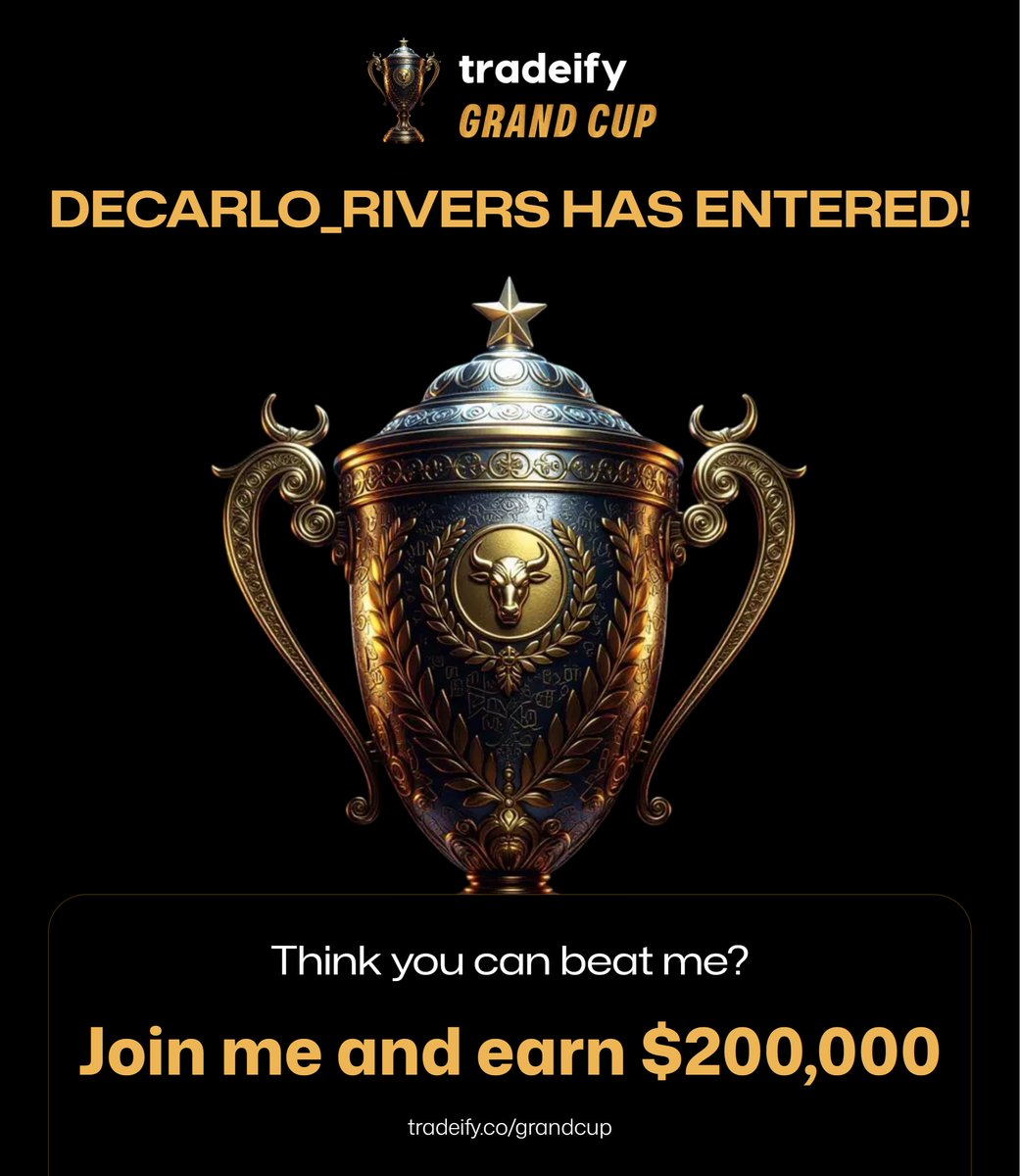 Just locked in for the $200K Tradeify Grand Cup 🏆

Let’s see who’s really built for the futures game.

Join me → tradeify.co/grandcup

#FuturesTrading #Futures #DayTrading #Tradeify