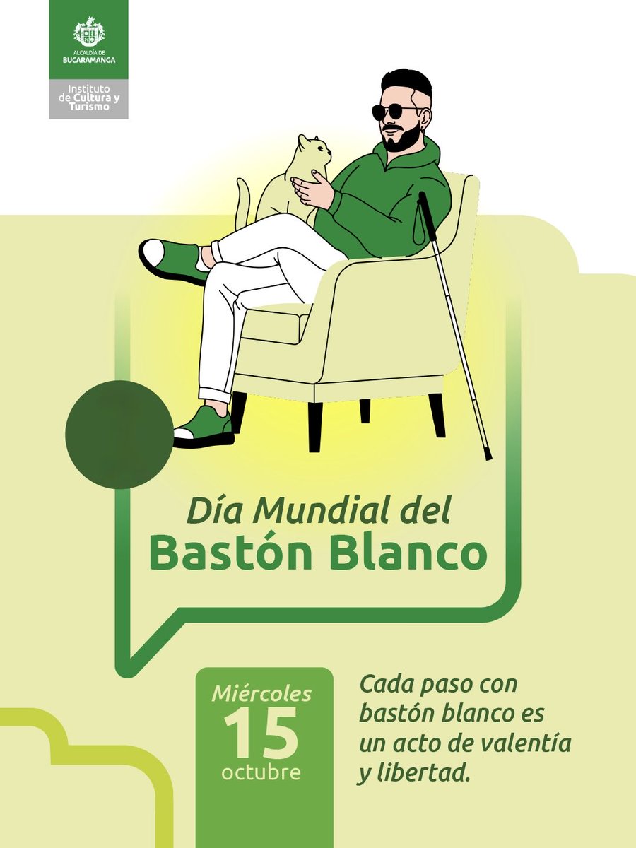 Hoy honramos el bastón blanco, símbolo de independencia, igualdad y respeto por las personas con discapacidad visual. 🌟