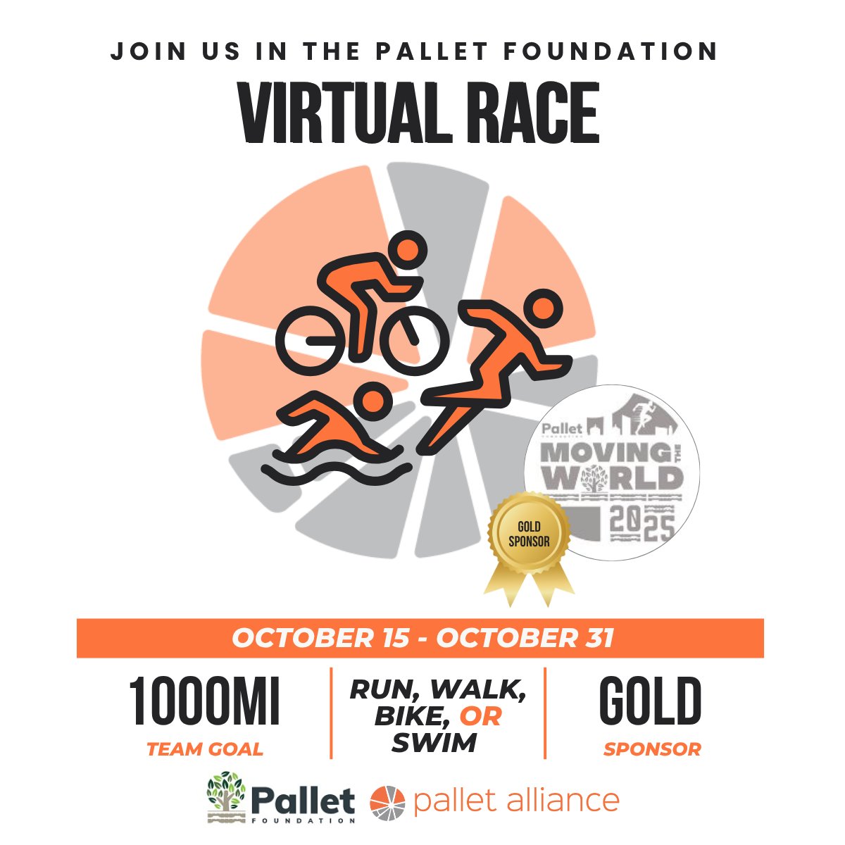 The race is on! The Pallet Foundation's (<a href="/PalletFdn/">Pallet Foundation</a>) Virtual Race officially starts today! From now through October 31, racers everywhere will walk, run, or ride to support research, education, and sustainability initiatives for the wood packaging industry. #PalletFunRun