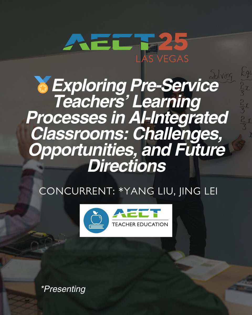 AECT's tweet photo. 📡 The AI frontier is here—and these #AECT25 Presidential Sessions spotlight how it’s reshaping teacher prep, student support, and the future of education itself.

💡 Don’t miss these timely conversations.
👉 Register: https://t.co/gEo0NeTGG3

#EdTech #InstructionalDesign #AECT https://t.co/n318Ibtps2