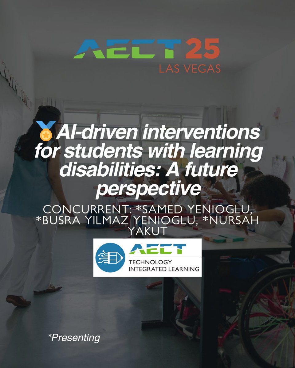 AECT's tweet photo. 📡 The AI frontier is here—and these #AECT25 Presidential Sessions spotlight how it’s reshaping teacher prep, student support, and the future of education itself.

💡 Don’t miss these timely conversations.
👉 Register: https://t.co/gEo0NeTGG3

#EdTech #InstructionalDesign #AECT https://t.co/n318Ibtps2