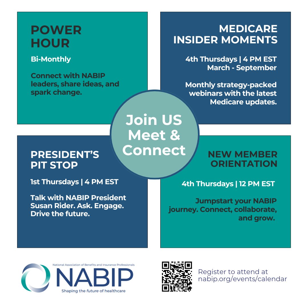 📅 NABIP Event Calendar — Stay Connected, Informed &amp; Inspired!

✨ Power Hour
🩺 Medicare Insider Moments
🏁 President’s Pit Stop
👋 New Member Orientation

🔗 Register now: ow.ly/ciqS50WEORg

#PowerHour #MedicareInsiderMoments #PresidentsPitStop #NewMemberOrientation