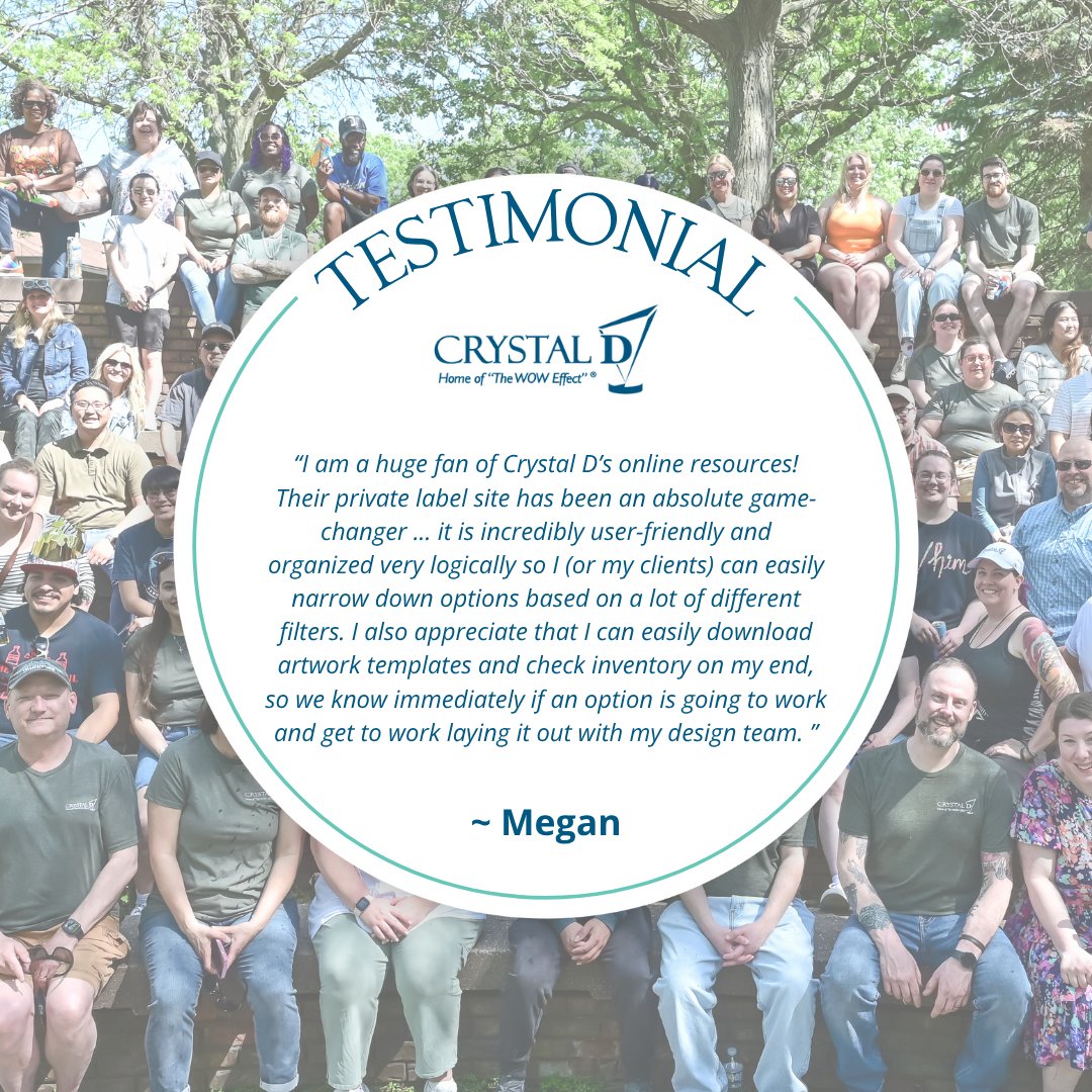 CrystalDFans's tweet photo. We love hearing how our private label site has made finding and ordering awards easier for you and your customers, Megan! It's a win-win for everyone! And we love when everyone is a winner!

#CrystalDExperience #HomeoftheWowEffect https://t.co/6dOibatxHQ