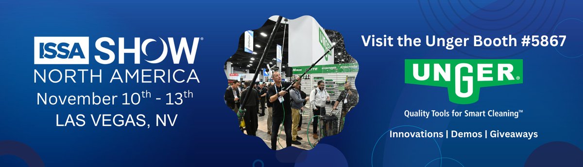 Convening November 10th - 13th in Las Vegas, ISSA Show North America will connect influential leaders throughout the worldwide commercial, residential, and institutional cleaning industry through a one-of-a-kind experience. Add Unger to your Show Planner: hubs.li/Q03Nlxyz0