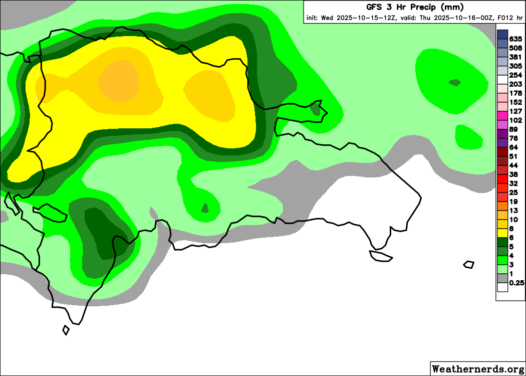 🚨 Precaución por los aguaceros esta tarde 🚨
Lluvias de consideración con potencial de producir inundaciones urbanas y crecidas de los ríos, principalmente sobre Dajabón, Monte Cristi, Valverde, Santiago de los Caballeros, Duarte, La Vega, María T. Sánchez.
Débiles a moderadas