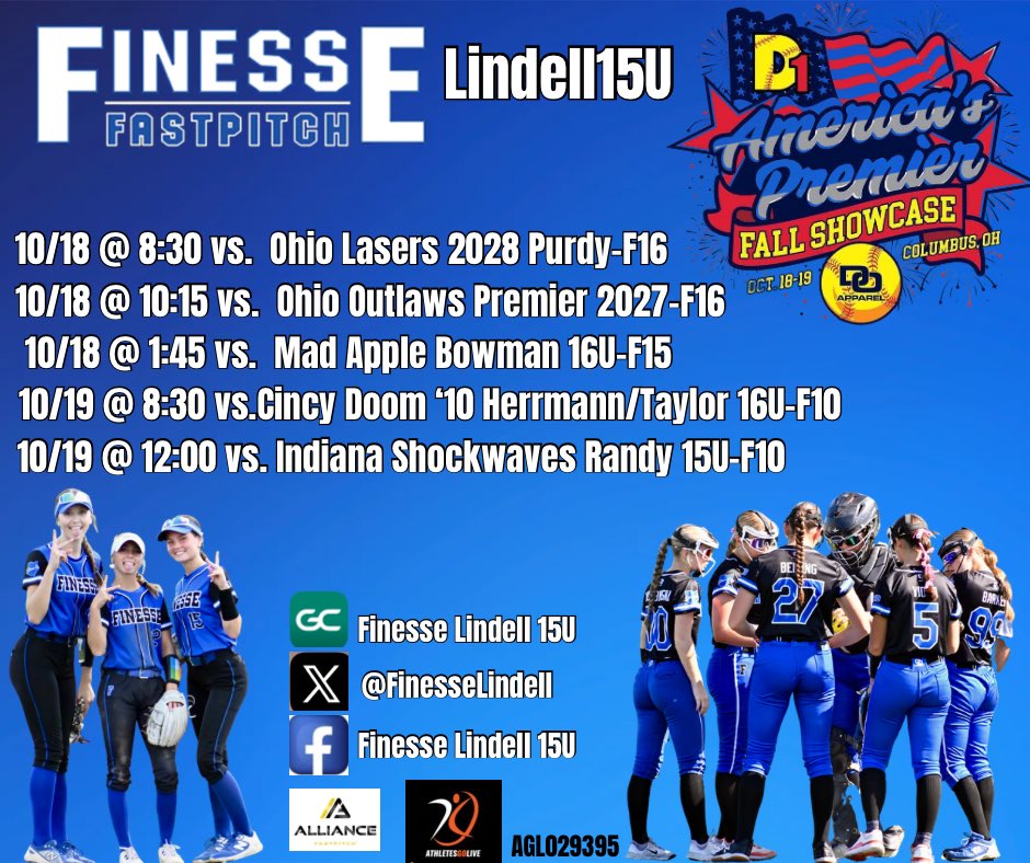 Excited to head back to Columbus and compete with my team at the D1 America’s Premier Showcase.
<a href="/marlagooding/">Marla Gooding</a> 
<a href="/FinesseLindell/">Finesse Lindell 15u</a>