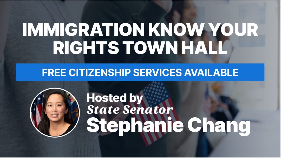 RisingVoicesAAF's tweet photo. Join Sen. Stephanie Chang for an Immigration Rights Town Hall on Sun, Oct. 19 from 2–5 p.m. Learn what to do if you encounter ICE, make a family safety plan, and how allies can help. Free citizenship legal services available. RSVP for location: https://t.co/LeuUmgp8sm https://t.co/9vOgvUEjPt