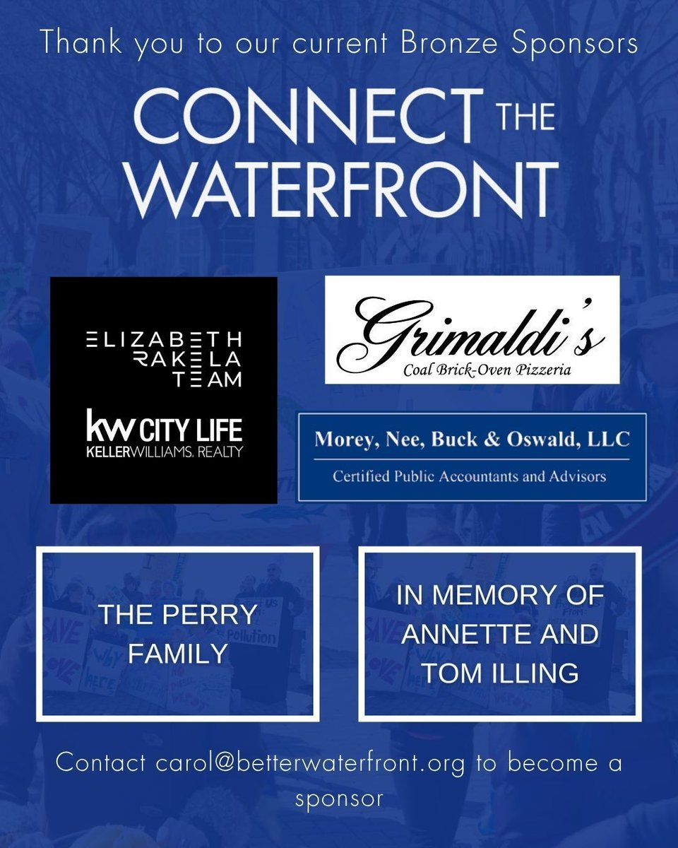 We're excited to introduce you to our current sponsors for our Connect the Waterfront annual fundraiser. We look forward to seeing you on Thursday, November 13, 7-9pm at the Elks Club. Find tickets and sponsorship info here: betterwaterfront.org/save-the-date-…