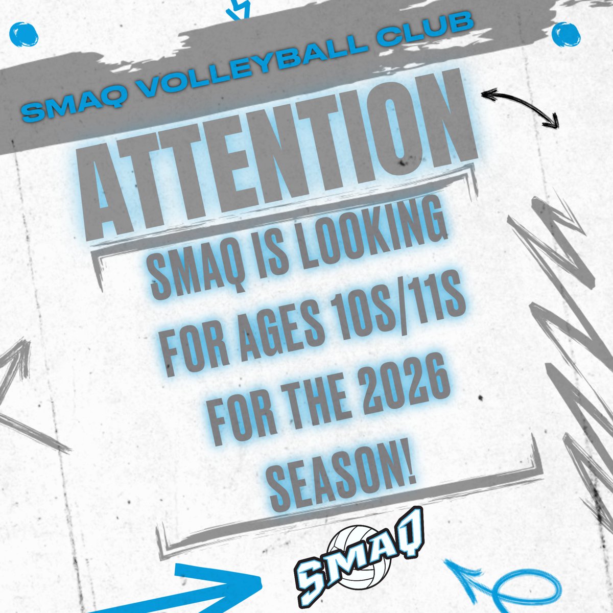 🚨LOOKING FOR AGES 10s/11s🚨
SMAQ is looking for 10s &amp; 11s to be a part of the 2026 season! TRYOUTS are Friday 10/17! MAKEUPS are 10/18!

ALL REGISTRATION IS ON THE SMAQ WEBSITE!