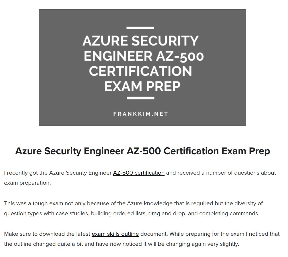 infosec_coder's tweet image. 🪄 ✨ Azure Security Engineer AZ-500 Certification Exam Prep ✨ 🪄
#infosec #linux #webdev #devops #devsecops #database
"Hands on experience with Azure, the console, and the various services is extremely valuable." - 💥 @fykim 💥