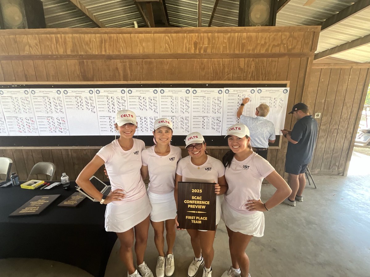 USTCeltsGolf's tweet image. The Lady Celts won the SCAC Preview Tuesday with an amazing 15 shot victory. Individually, Leah Torres and Cameron Frazier T-2nd and Regina Garcia Perez T-5th . Torres led the team yesterday with a career best 72 and Frazier fired a 74. @USTCeltsGolf ⛳️🏌️‍♀️@USTAthletics #GoCelts💪