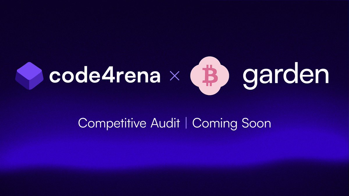 code4rena's tweet image. Welcome, Garden.
We are thrilled to collaborate with @garden_finance for a competitive audit to help secure their codebase!
The audit will run for 14 days, stay tuned for more info.
Let's go 🤝 @garden_finance