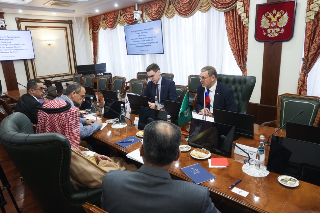 #Moscow | Deputy Minister for International Multilateral Affairs and General Supervisor of the Public Diplomacy Deputyship Dr. Abdulrahman Al-Rassi met with Konstantin Kosachev, Deputy Chairman of the Federation Council of the Russian Federation.