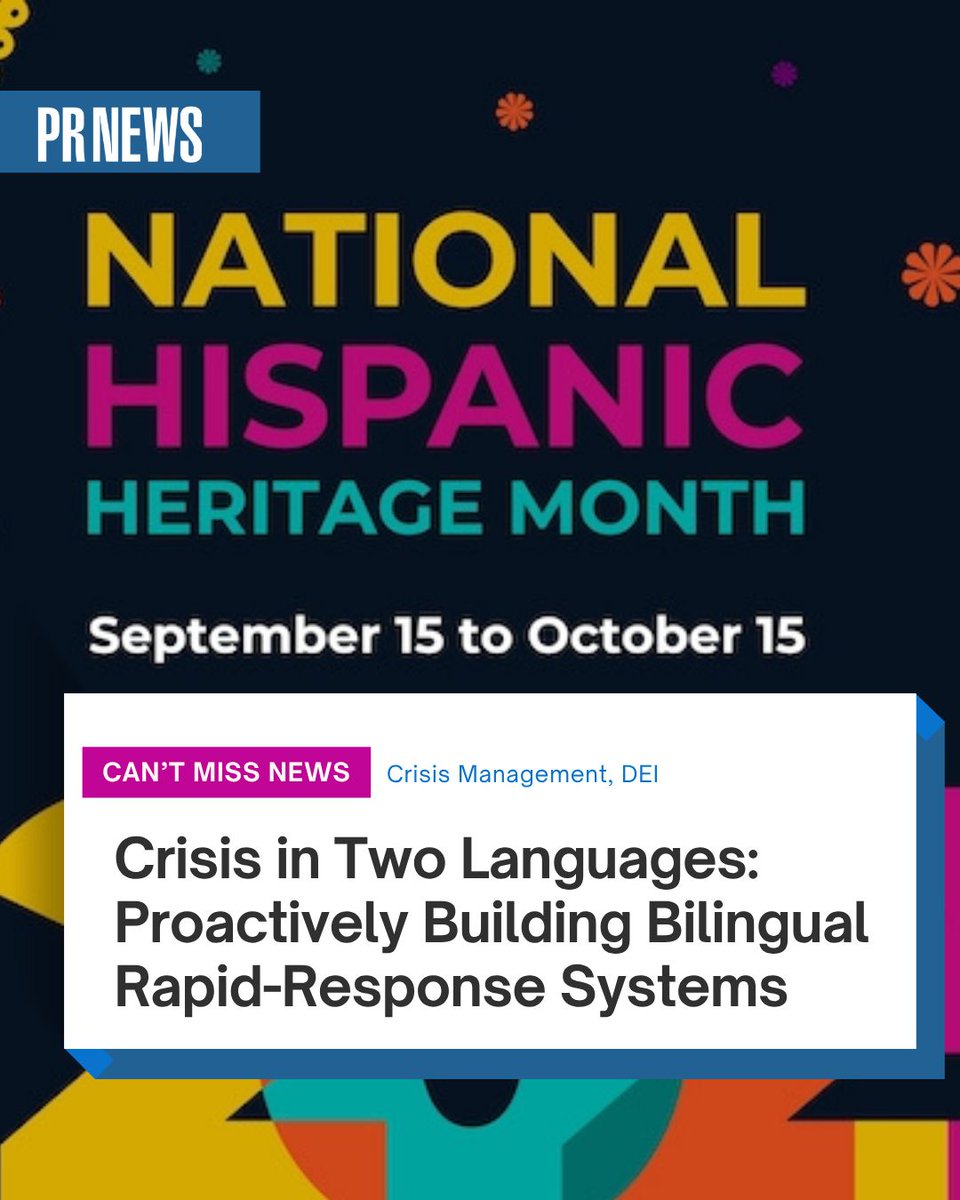 PRNews's tweet photo. As Hispanic Heritage Month wraps up, it’s a good time to ask: is your crisis plan truly bilingual?

https://t.co/AY0CaJGQpm https://t.co/T7G8lAYSry