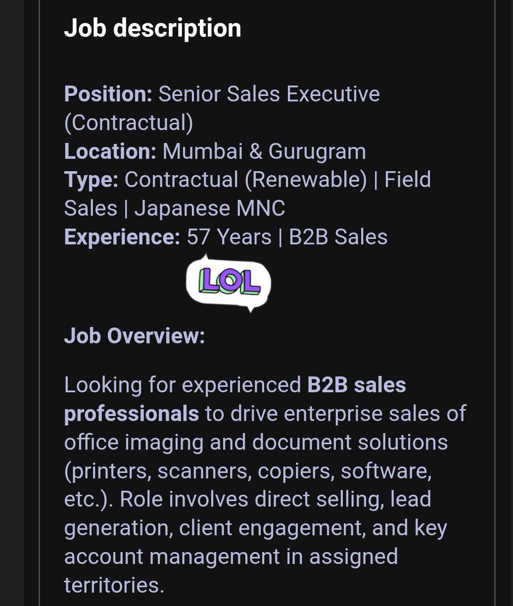 You gotta be kidding me. 57 years of experience. Bro,People don't even live that much.
#corporatehumour  #wtfpost