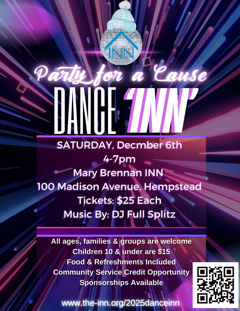 The_INN's tweet image. Celebrate the holidays with us and dance for a cause on Dec 6th! This is a great opportunity for students to get community service hours AND we will DOUBLE them if you bring a donation of winter gear. Tickets on our website the-inn.org/2025danceinn.  #getINNvolved