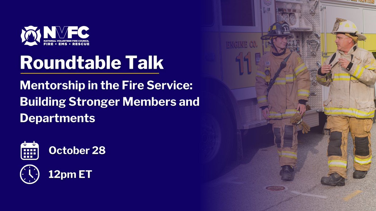 Mentorship is one of the most powerful ways to strengthen the fire service from within. 

Join us for a discussion on how mentorship can improve recruitment, retention, and leadership development across your department.

October 28 | 12pm ET

👉 Register: buff.ly/hN5eefm