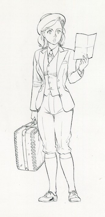 来週ヤフオクに出品予定の「マリア・マンテガッツァの冒険」、扉の立ち絵三点🖼️