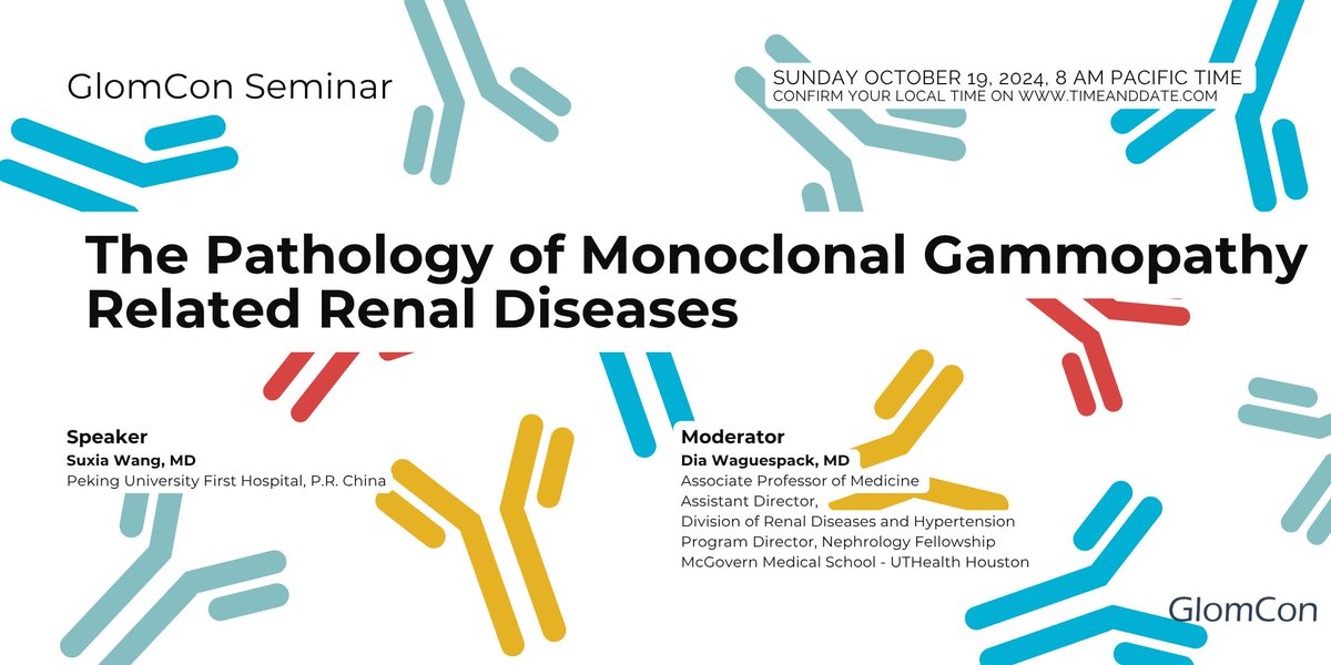 Join GlomCon this Sunday

Pathology on Monoclonal Gammopathy Related Renal Diseases by Dr. Suxia Wang

ID: 817 4374 4653
Passcode 202122

sign up 👉  bit.ly/signup-glomcon 

#GlomCon