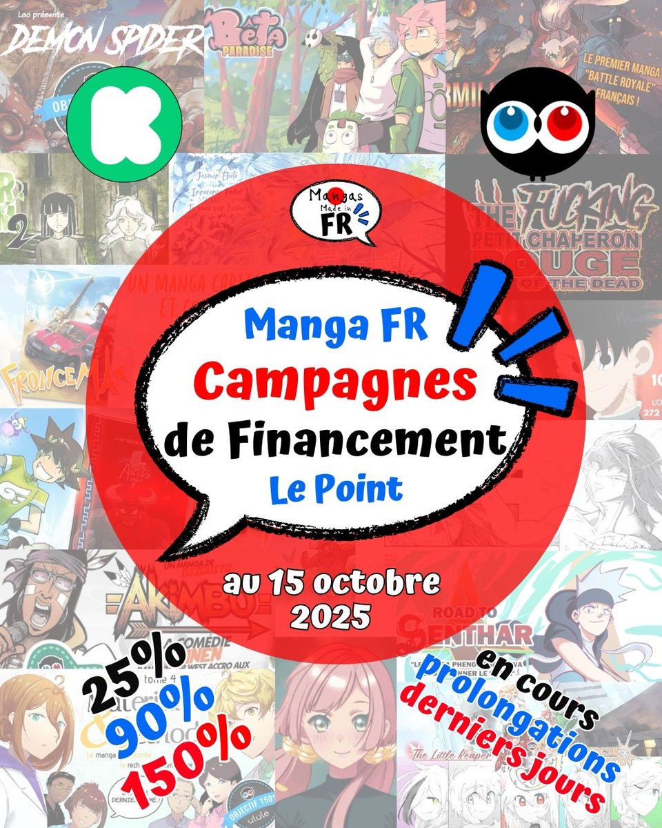🤝 Point sur les Campagnes #MangaFR

7 campagnes de Manga FR sont en cours ! 🤩

Retrouvez le calendrier de toutes les campagnes en cours :
⏩ mangafr.fr/cfp-manga

#manga #mangafrançais #ulule

⏬