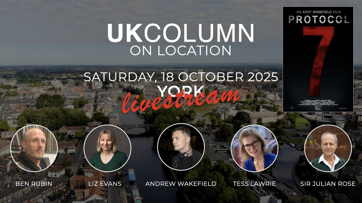 Join the livestream, this Saturday, for UK Column On Location.

We have an incredible line-up of speakers and you'll get access to Protocol 7, too.

shop.ukcolumn.org/product/uk-col…

<a href="/FreeWCH/">World Council for Health (WCH)</a> <a href="/lawrie_dr/">Dr Tess Lawrie</a> <a href="/rubin__________/">Ben Rubin | UK Column | Rise UK</a> <a href="/LizfinchEvans/">Liz Evans</a> <a href="/ukmfa1/">UK Medical Freedom</a>