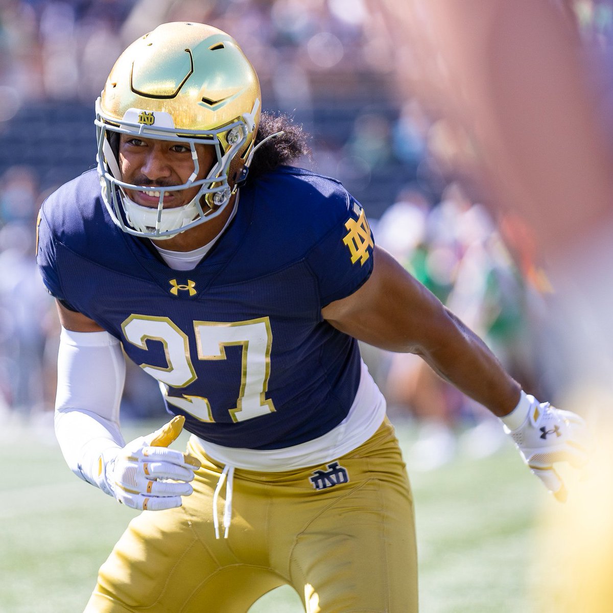 tbhorka's tweet photo. Southern California native Kyngstonn Viliamu-Asa didn't take the bait when asked if Notre Dame vs. USC means anything extra to him.

“Every game we play means everything to me. It’s no different this week.”

Feels like No. 27 genuinely means that. He's a monster every Saturday. https://t.co/Y4FQHf1qEF