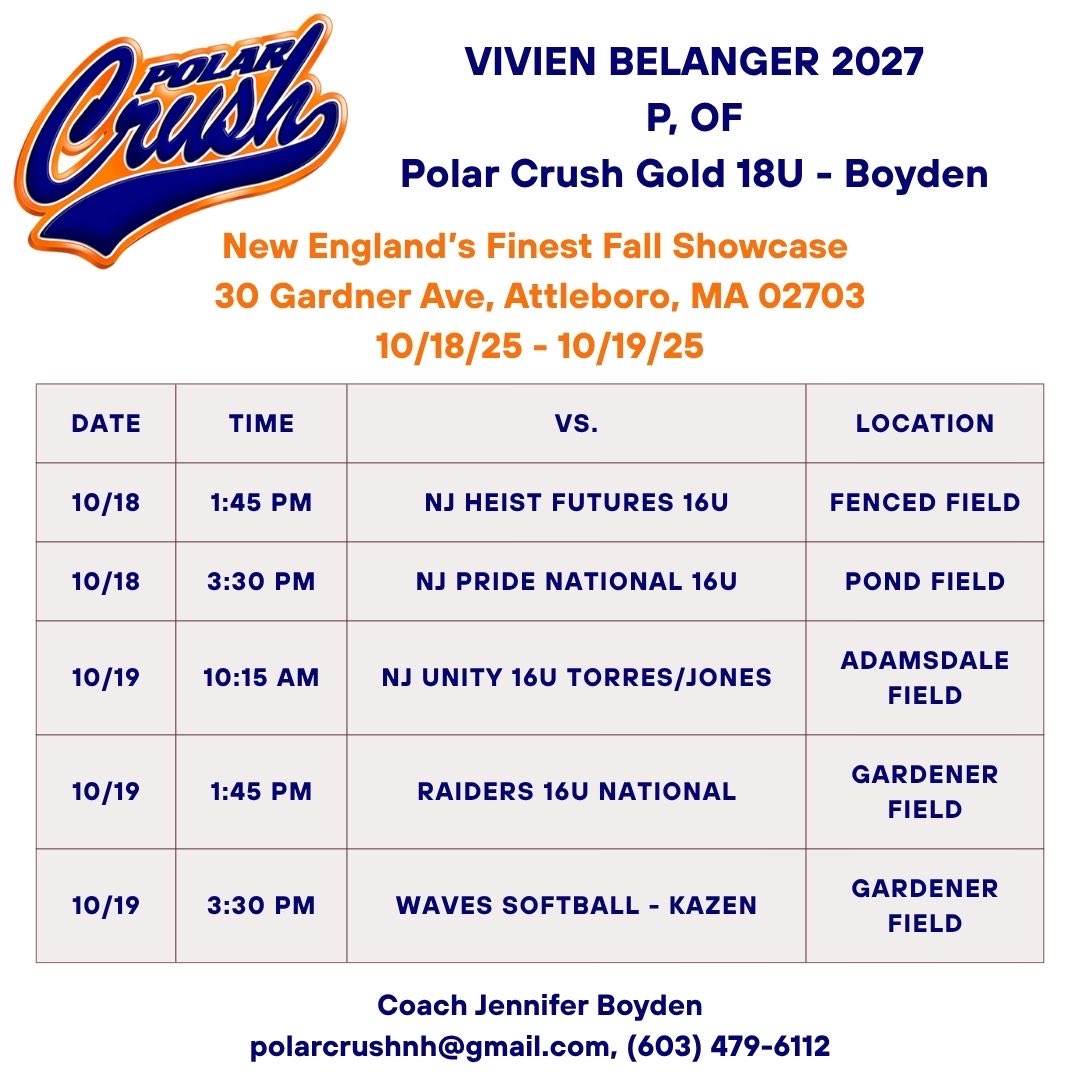 Looking forward to another fun weekend in Attleboro, MA! My schedules below! #GoCrush <a href="/CrushGoldNH/">Polar Crush Gold - Boyden</a>