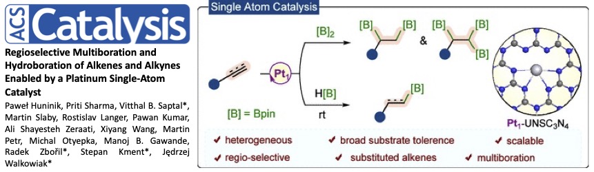 Jedrzej_ASCLab's tweet photo. 🎉 Check out our latest paper in @ACSCatalysis on the application of Pt-SACs in hydroboration and multiboration!
🔗 https://t.co/Q2j0cR99AX
Huge thanks to R. Zbořil, Š. Kment, @phu_chem, @SaptalVitthal, and all our collaborators from @catrinup, @vsbtuo, @uoftmie, and @UWaterloo! https://t.co/Ose1c4tP67
