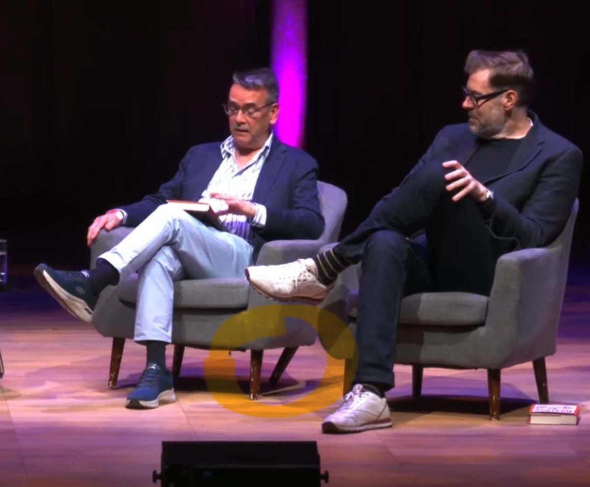 SheHe's tweet photo. Slow Horses author Mick Herron’s “fail” covered up by the Guardian: interviewed by the Guardian his chair collapsed beneath him. The incident was edited out of the broadcast of the interview. Note the wobbly chair leg and the replacement chair.
#MickHerron #SlowHorses #ClownTown https://t.co/MGFjAlqcsc
