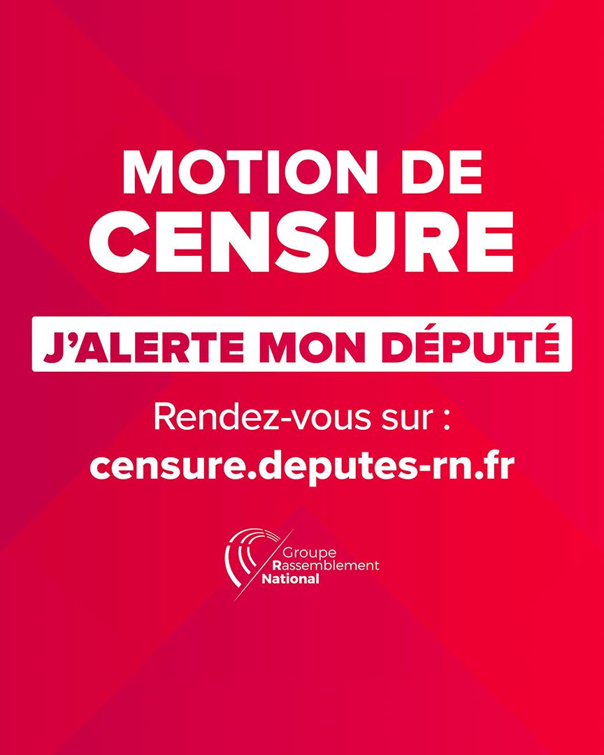 RNational_off's tweet photo. 🔴 Censure du gouvernement Lecornu : vous avez le pouvoir d'agir auprès de votre député !

Pour mettre fin à ce déni démocratique et aux dérives du macronisme, faites entendre votre colère et mettez vos représentants en face de leur responsabilité !

👉🏼 Interpellez votre député : https://t.co/ppEzSVAcsy