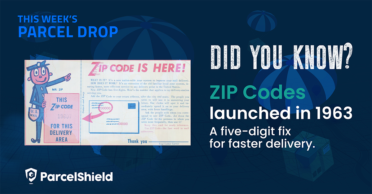 This week’s Parcel Drop

In 1963, the ZIP Code system changed mail forever.
Five digits for faster sorting.  And Mr. ZIP helped make it stick.

#ParcelDrop #ZIPCode #USPS #PostalHistory
