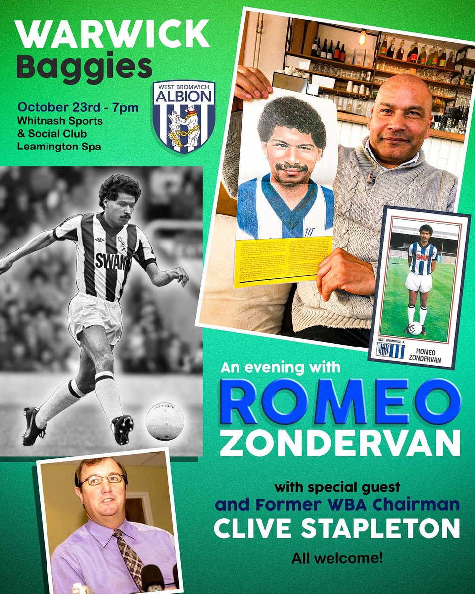 Romeo, Romeo, where for art thou Romeo? … <a href="/WarwickBaggies/">Warwick Baggies</a> on Thursday 23rd October, along with former #WBA chairman, Clive Stapleton. All welcome. See warwickbaggies.co.uk for details