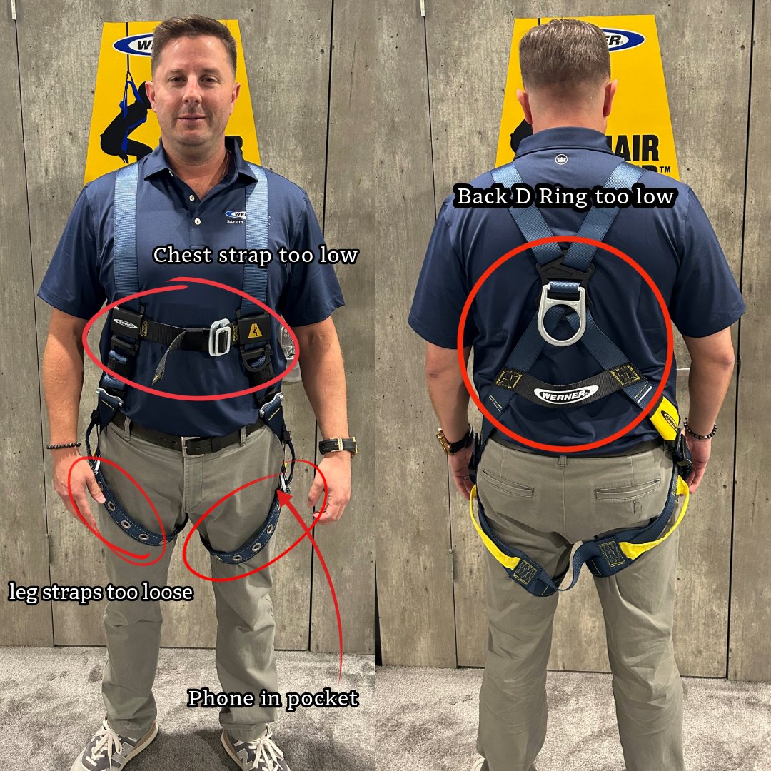 Werner_Safety's tweet image. Can you spot what’s wrong with this harness? 👷♂️❌
Learn more: bit.ly/470EIej
#werner #fallprotection #NSC25 #safety #workingatheight #harness #spotthemistake #fallpro #safetyaboveall