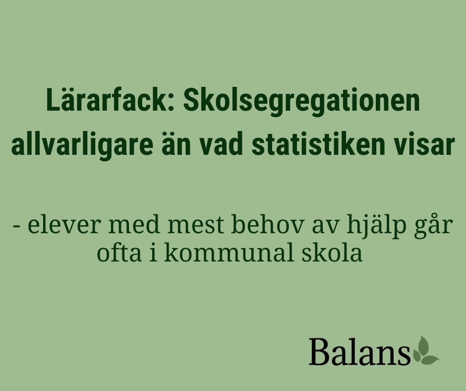 Skolinkvisition's tweet image. Skolägare säger ofta att friskolor har högre andel invandrade elever men glömmer att berätta vilka länder barn invandrat från och vilken utbildning föräldrarna har. Lärarförbundet undersökte saken och såg att kommunen har ett mycket tuffare elevunderlag.
tankesmedjanbalans.se/lararfack-skol…